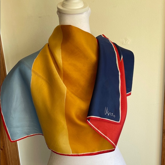 VERA NEUMANN Vintage Vibrant Colorblock Silky Square Scarf - Picture 9 of 16